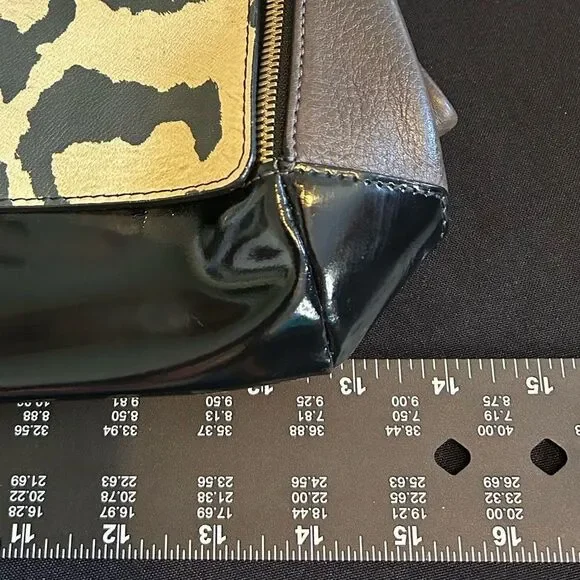 FURLA Leopard Print Black and Brown Handbag Good Condition - Picture 4 of 12